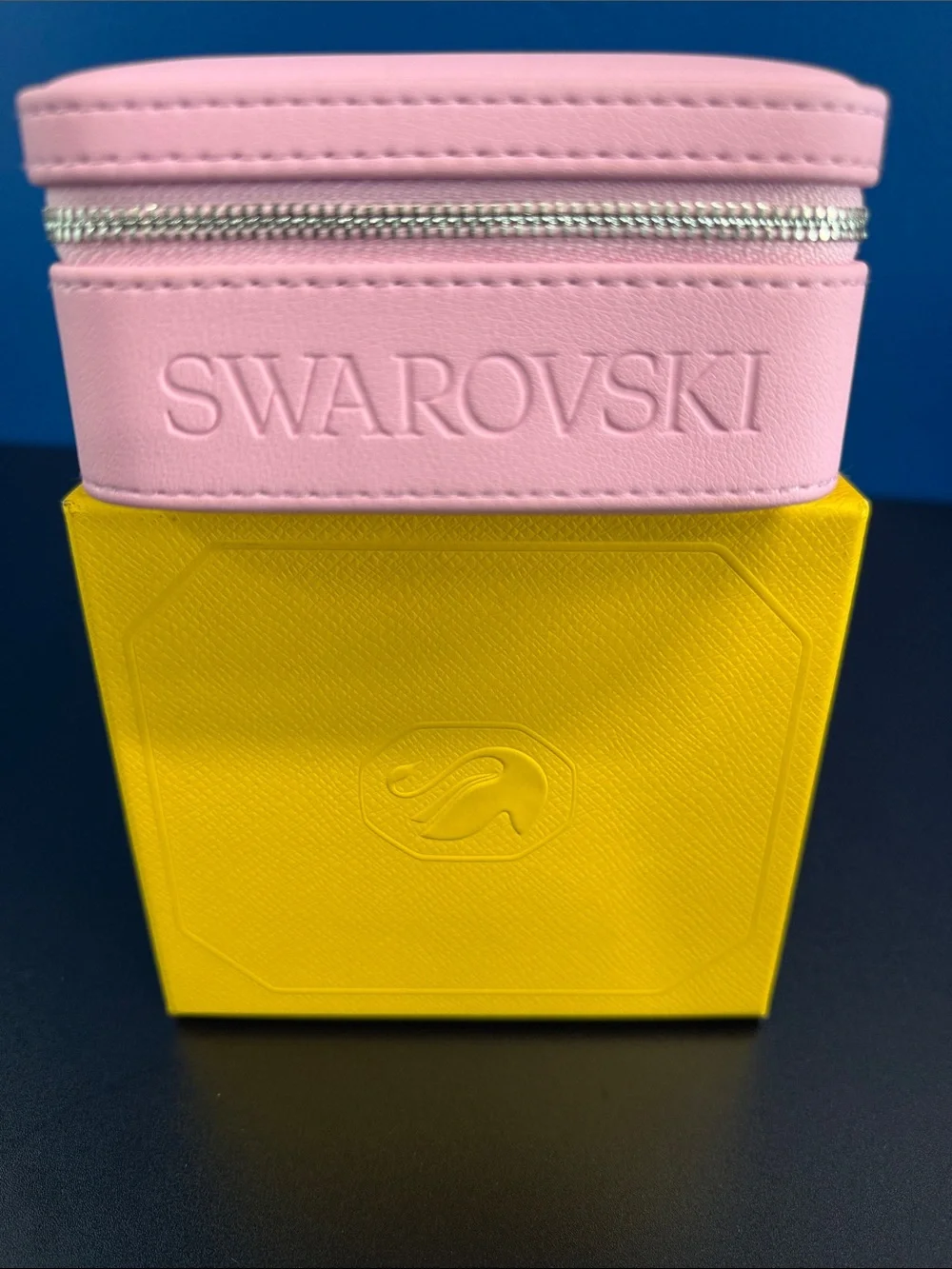 Swarovski Pink Faux-Leather Jewelry Case with Logo Charm